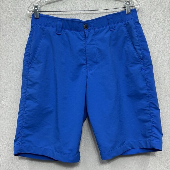 Under Armour Mens Golf Match Play Shorts 32 Blue Stretch Loose 10" Inseam Preppy - Picture 1 of 5